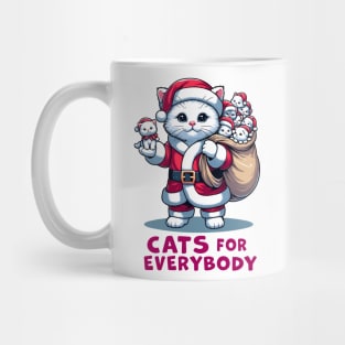 Cats For Everybody, Cat Santa Carries Cute Gift Kittens for everybody for Christmas, funny graphic tshirt for Cat Lovers Mug